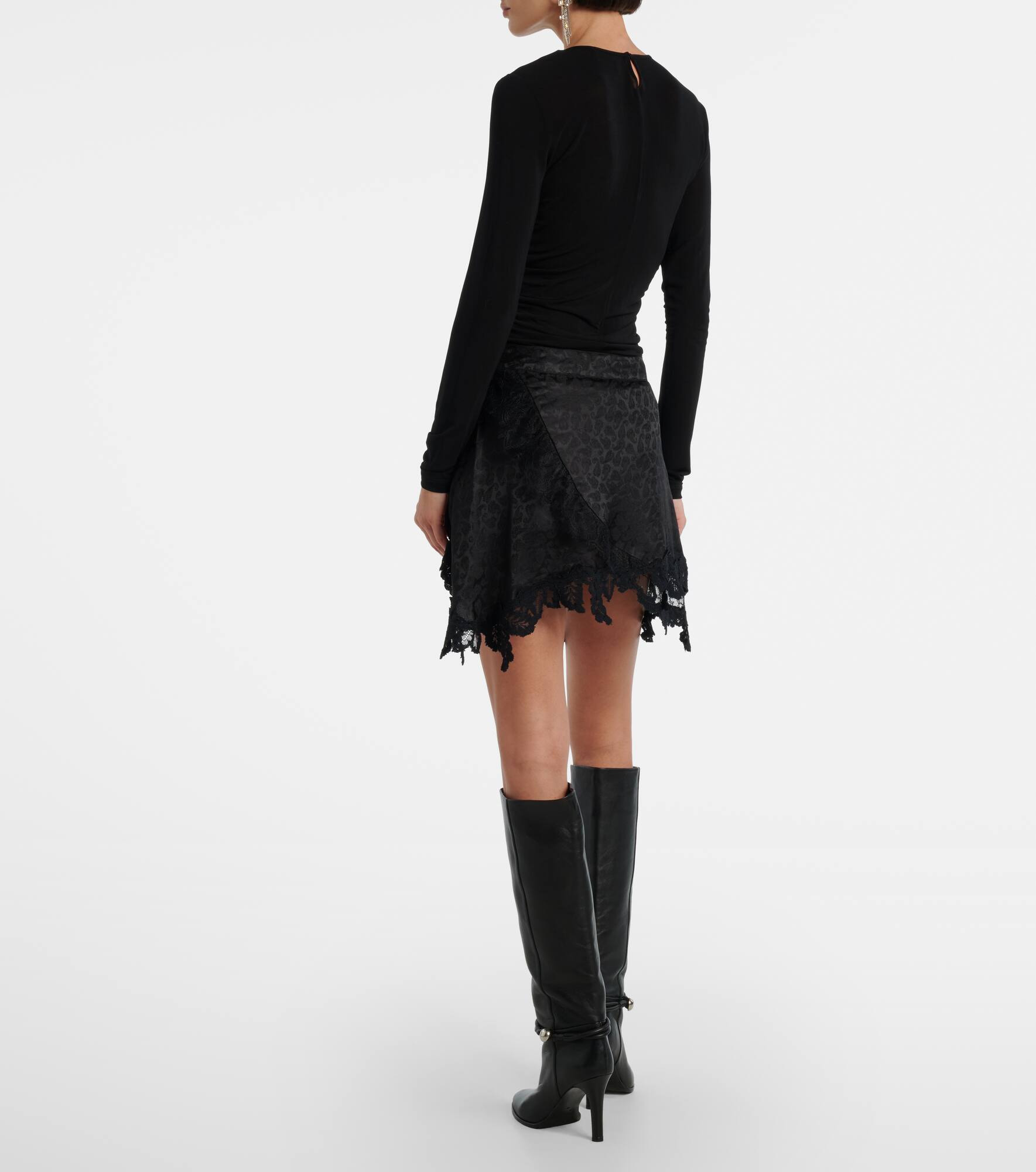 Reana lace-trimmed asymmetric miniskirt - 3