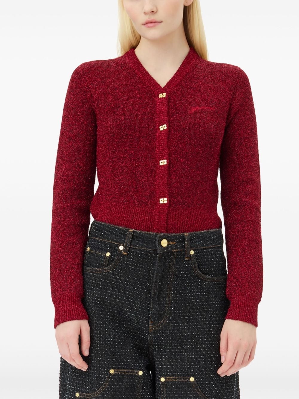 buttoned long sleeve cardigan - 5