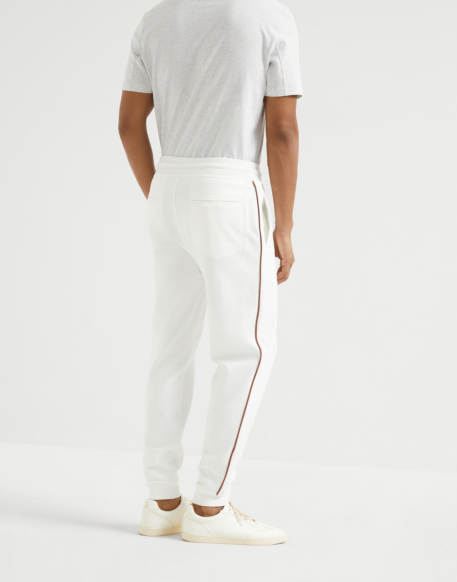 Techno cotton French terry trousers with piping - 2