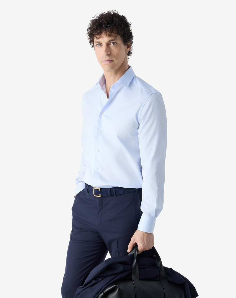 CORNELIANI Light blue cotton twill shirt outlook