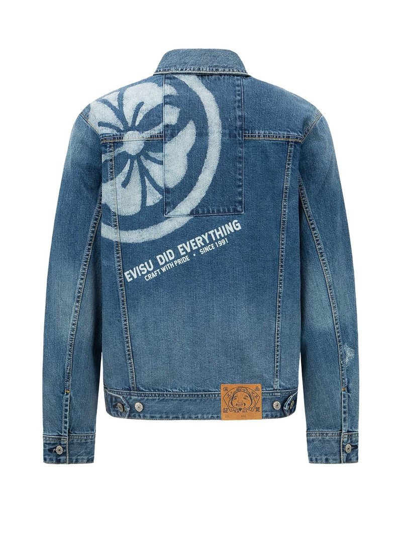 Deconstructed Kamon Print Denim Jacket 19