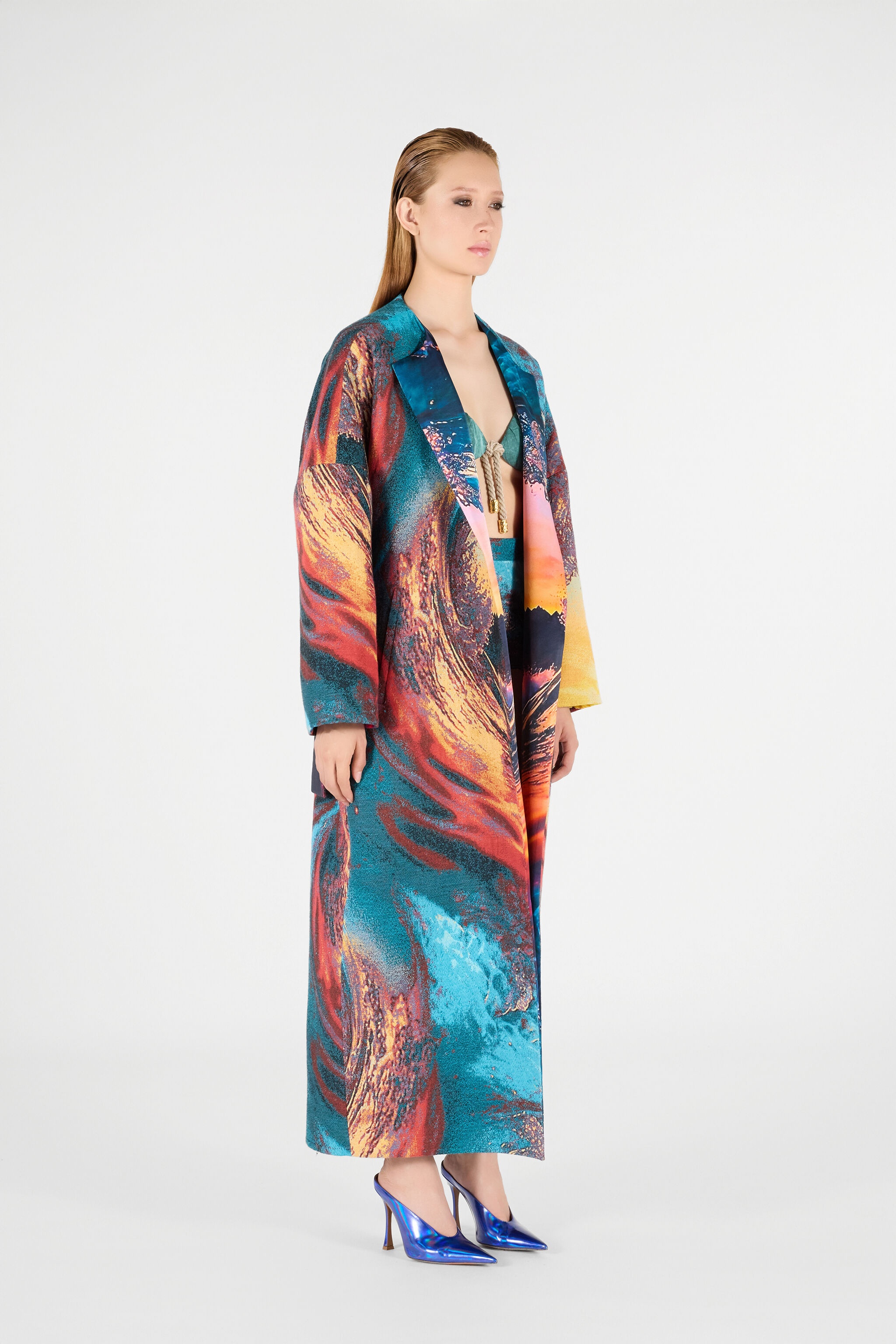 Itaca Print Coat with belt - 4