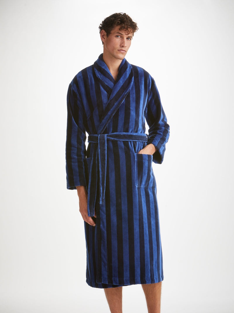 Men's Bathrobe Aston Terry Cotton Navy - 2