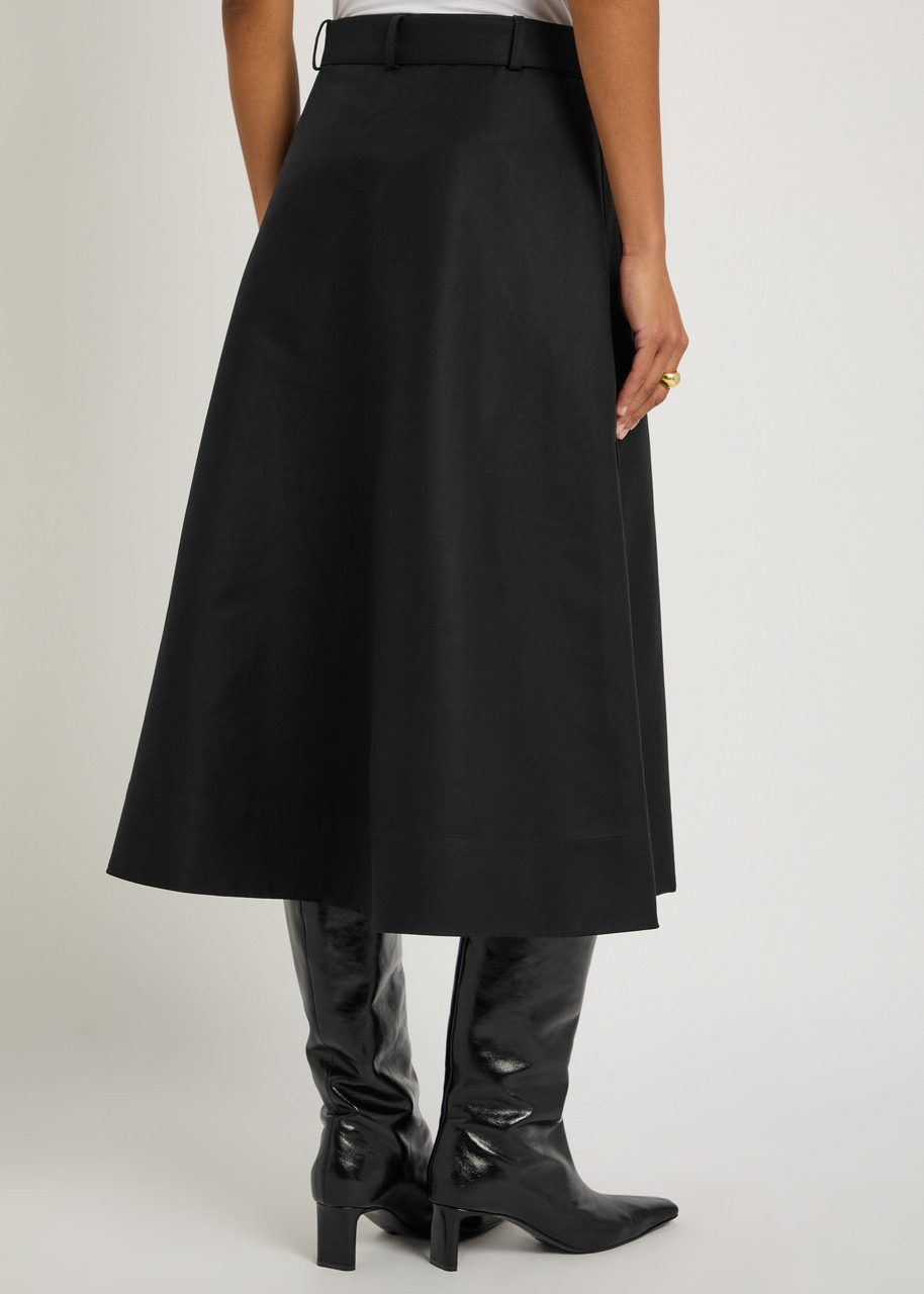 Moncler Belted Cotton-poplin Midi Skirt - 3