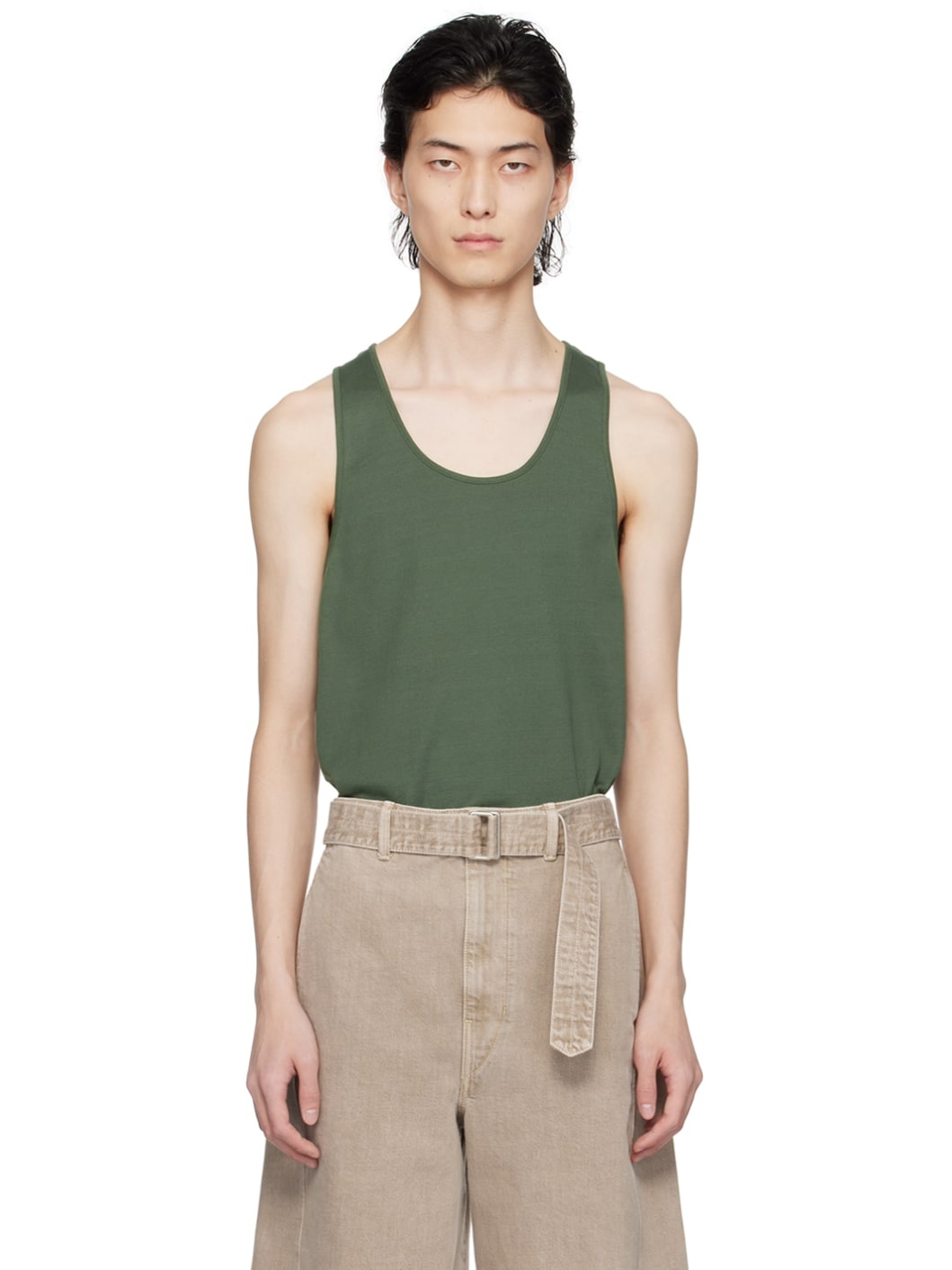 Green Scoop Neck Tank Top - 1
