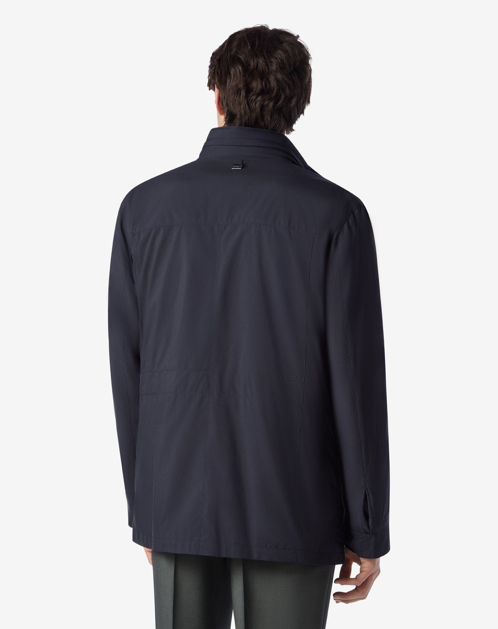 Navy blue technical poplin field jacket - 4