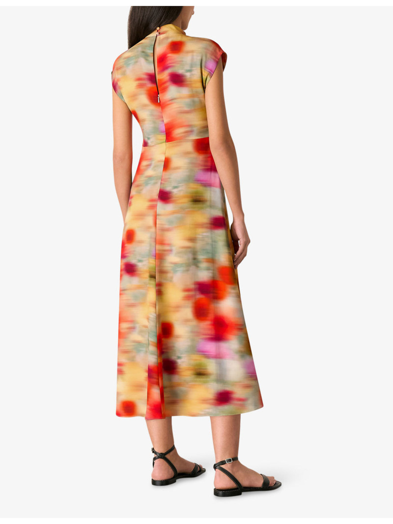 Photographic Flower-Print Stretch-Woven Midi Dress 4