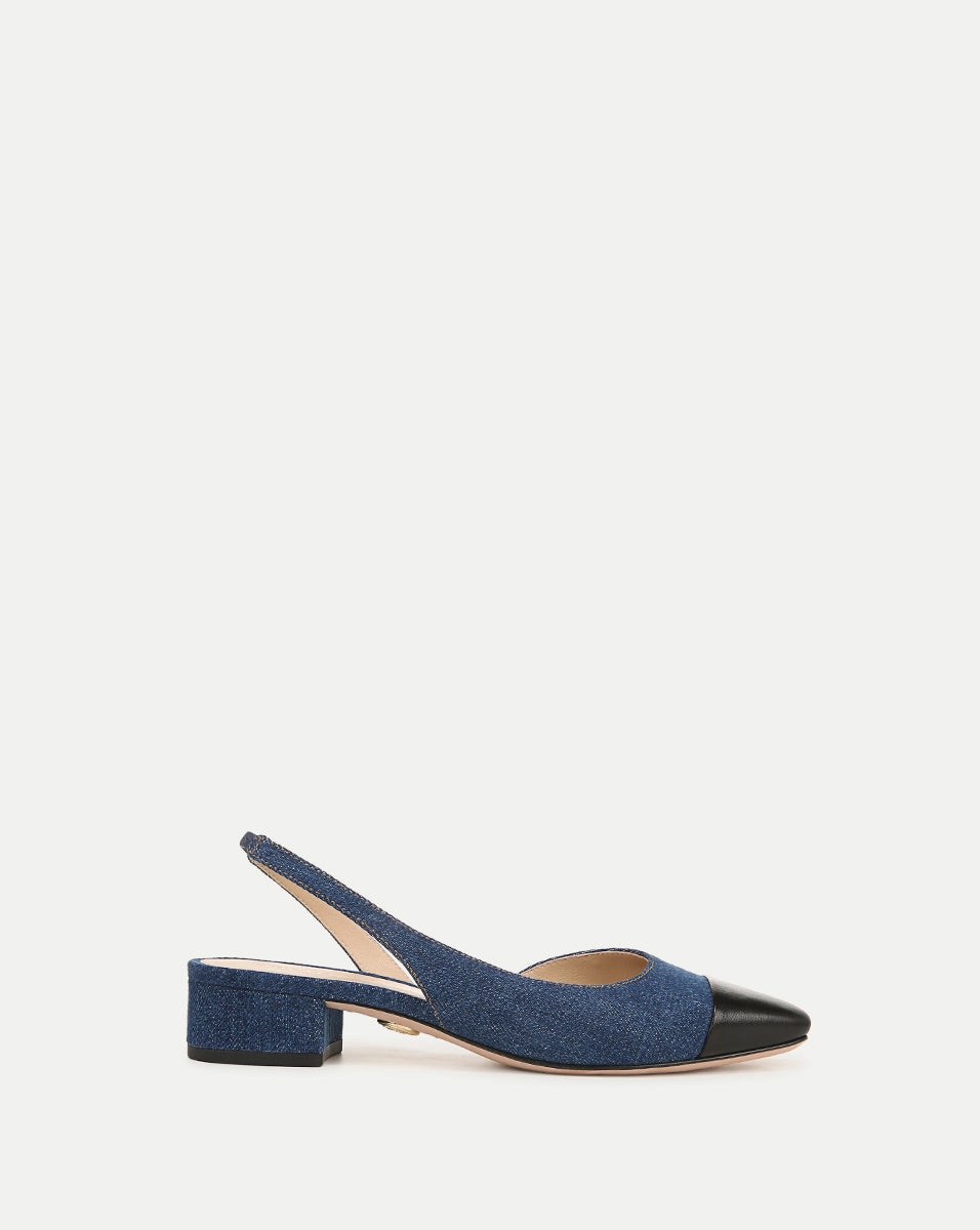 CECILE DENIM CAP-TOE SLINGBACK - 1