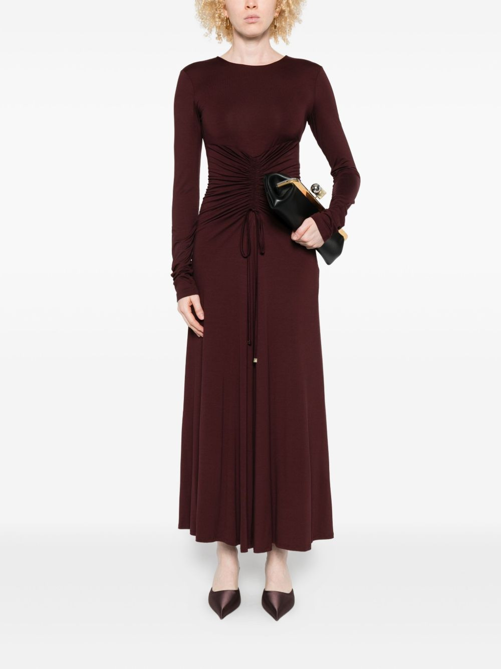 long-sleeve drawstring dress - 2