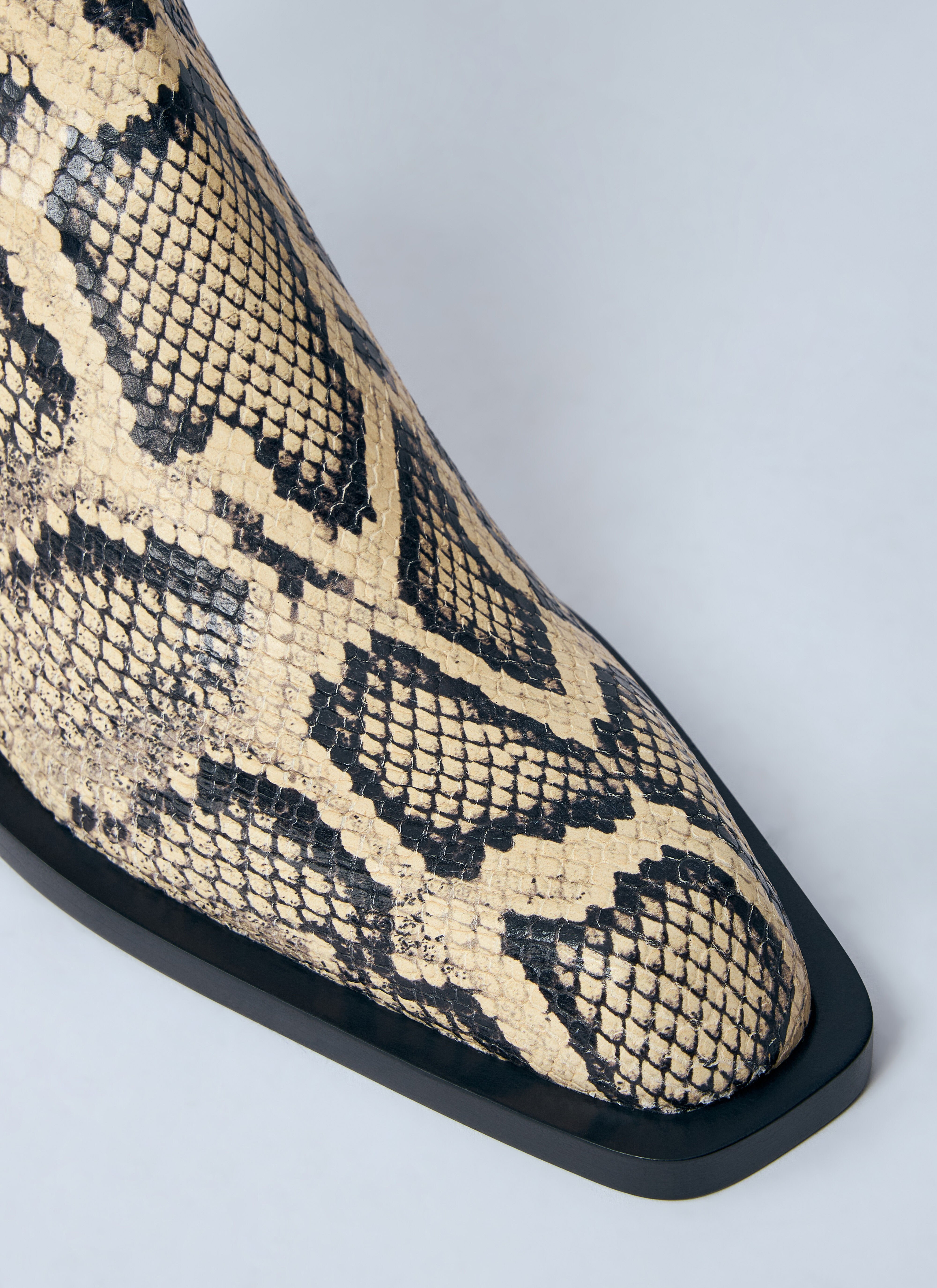 Snakeskin Embossed Leather Boots - 3