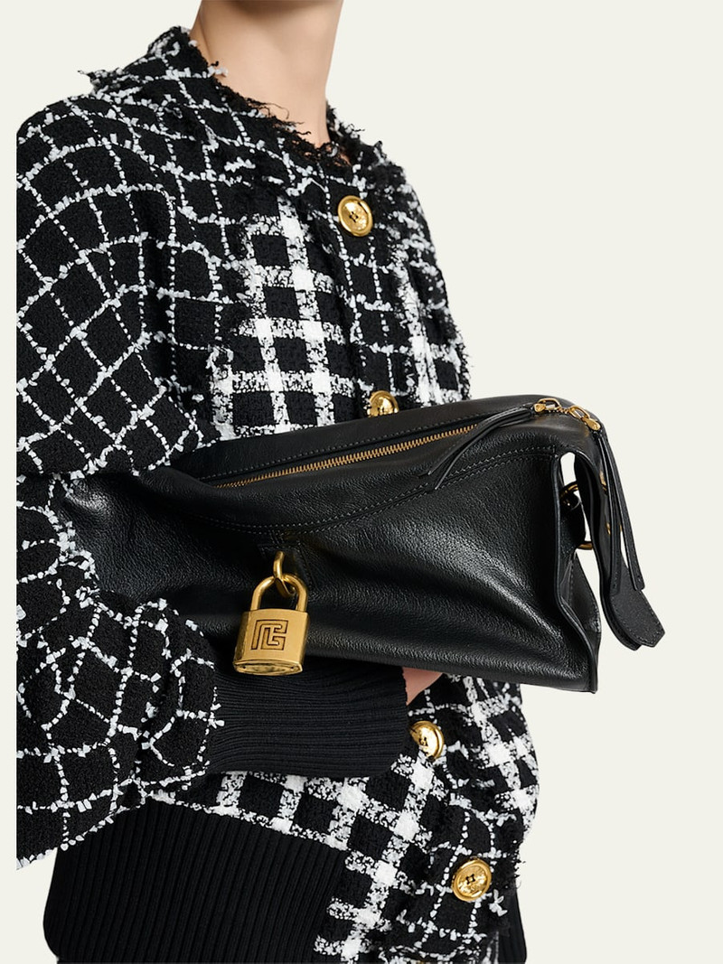 Balmain Pulse Padlock Crossbody Bag in Leather outlook