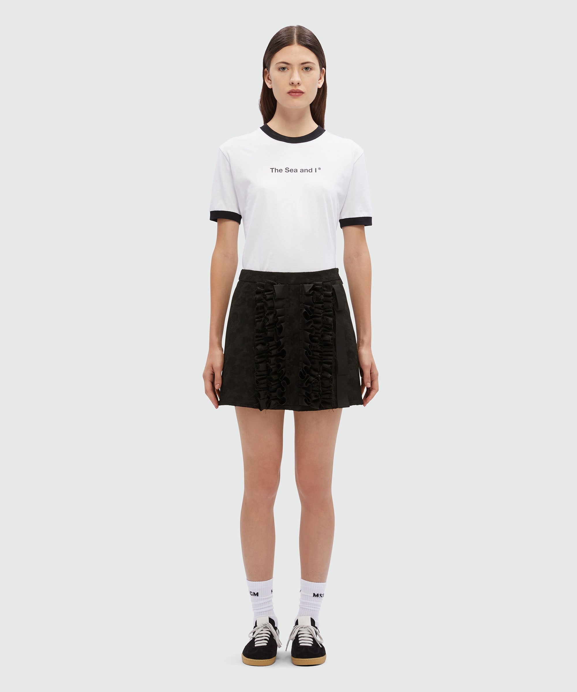 Short jacquard skirt with ruffles - 2