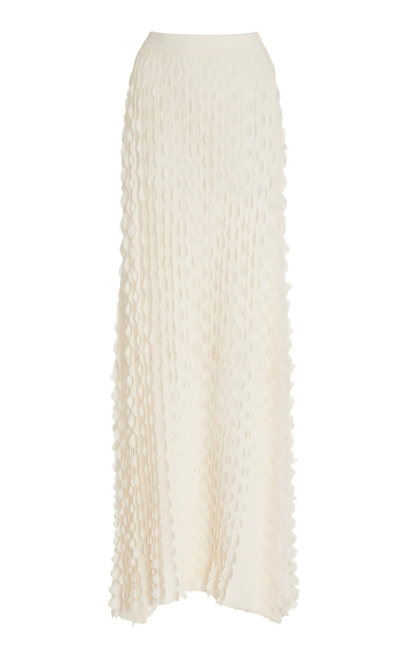 ULLA JOHNSON Willa Textured Cotton-Blend Maxi Skirt white outlook