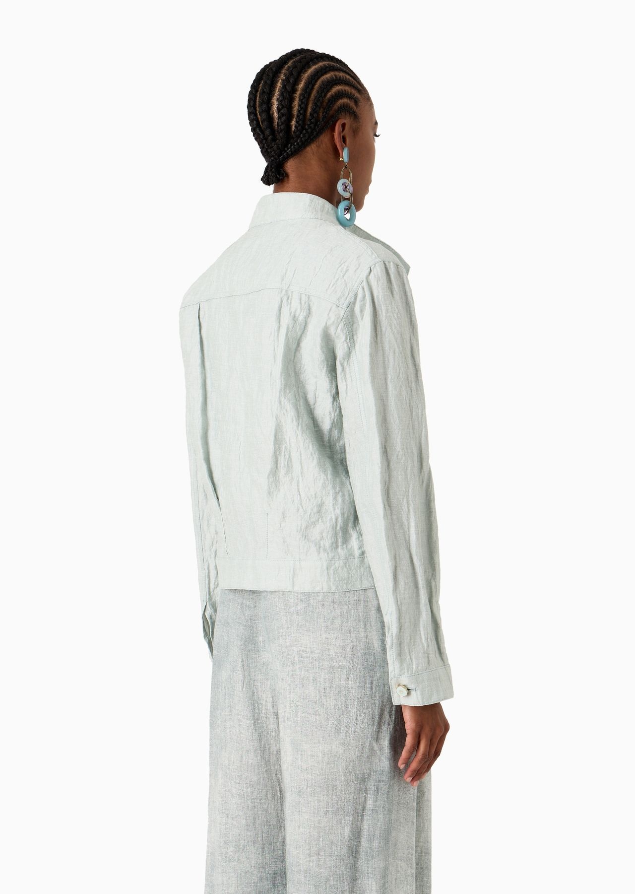 Denim Collection cotton, linen and lurex blouson - 3