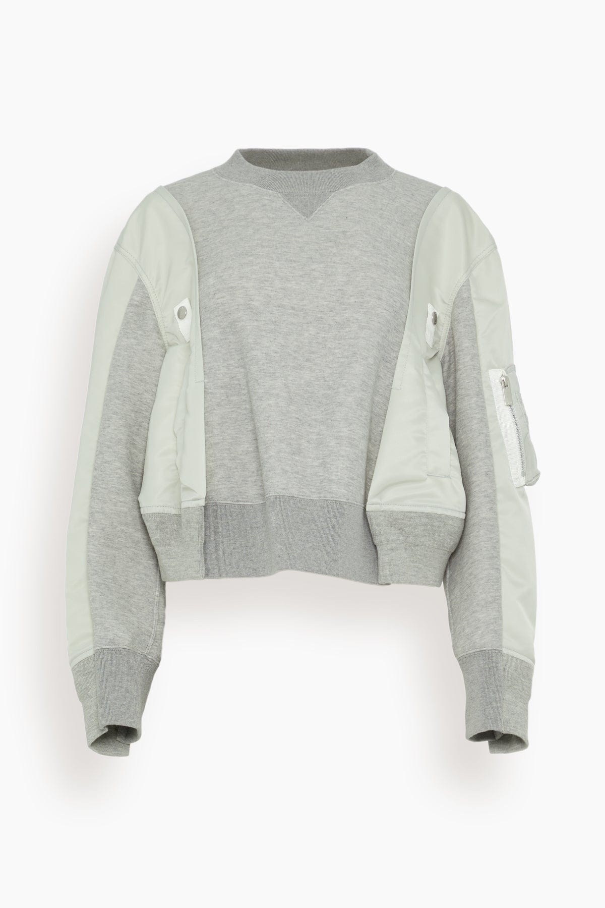 Nylon Twill x Sponge Sweat Pullover in Light Gray - 1