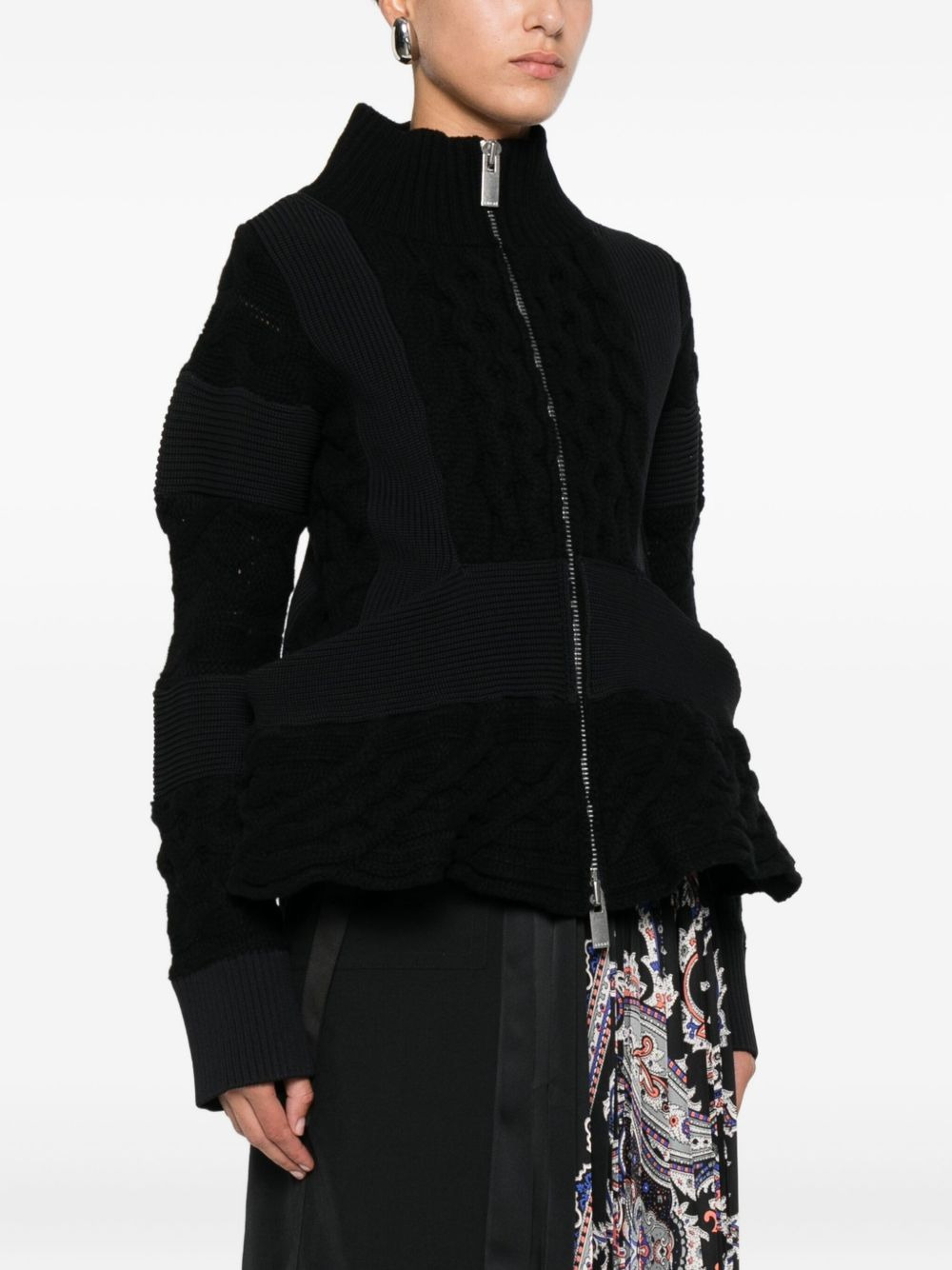 cable-knit zip-front cardigan - 3
