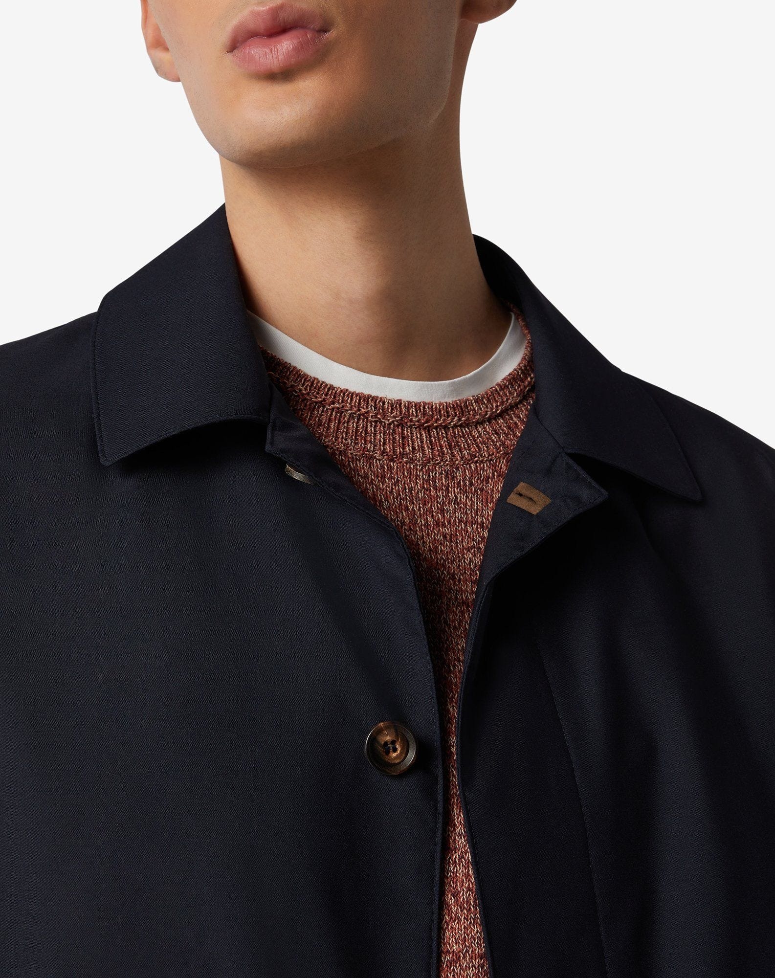 Lined navy blue viscose blend trench coat - 3