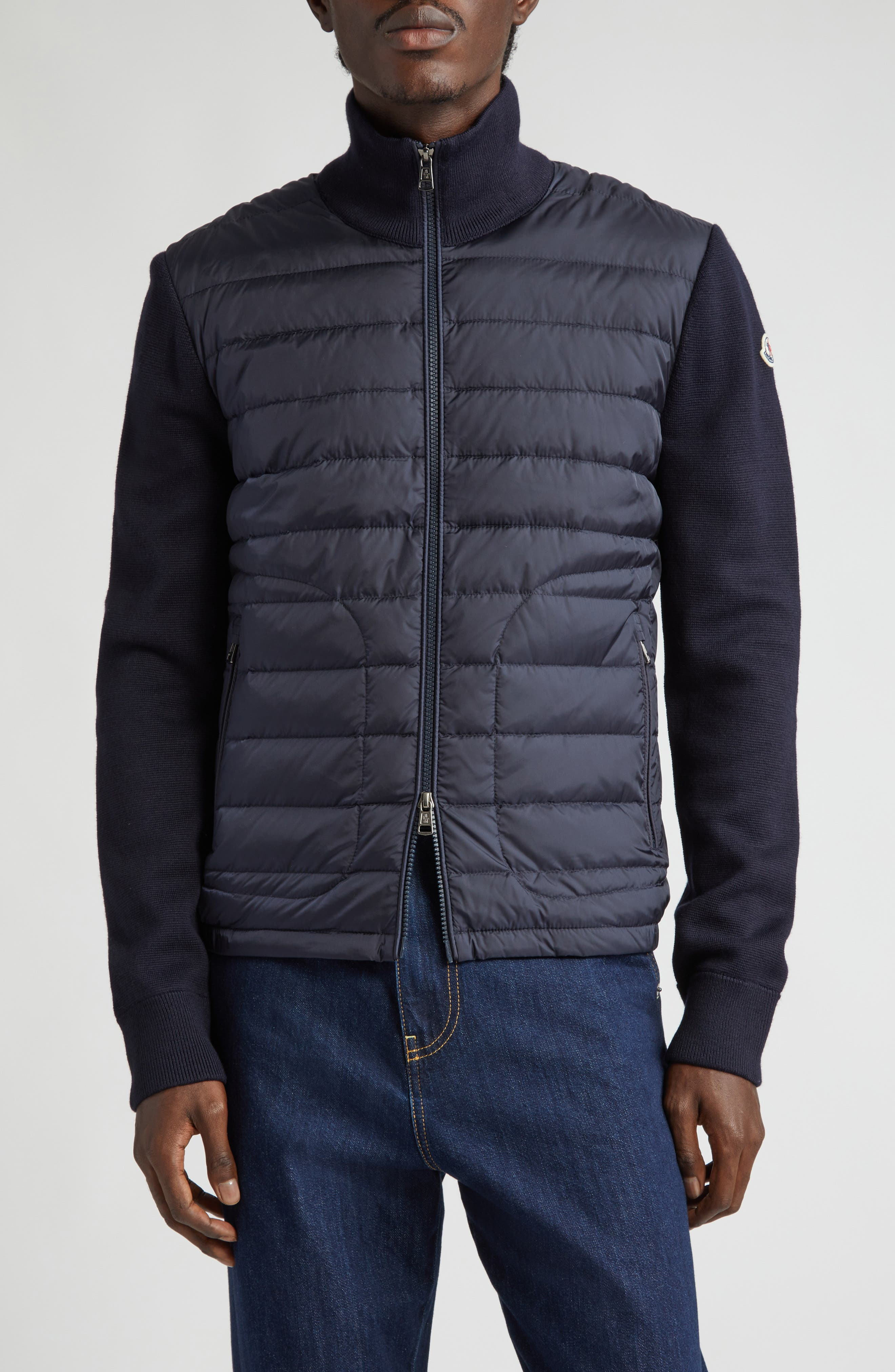 Quilted Nylon & Knit Cardigan - 1