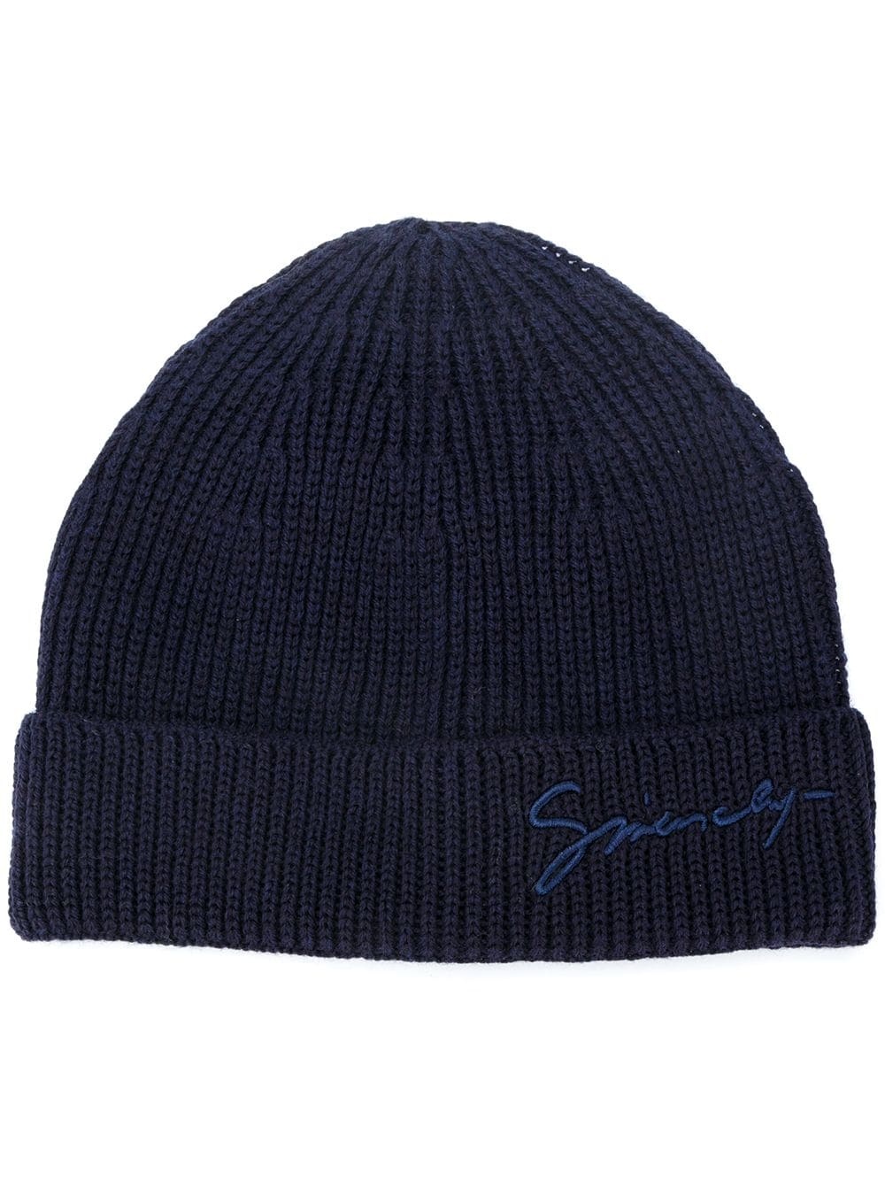 ribbed embroidered logo beanie - 1