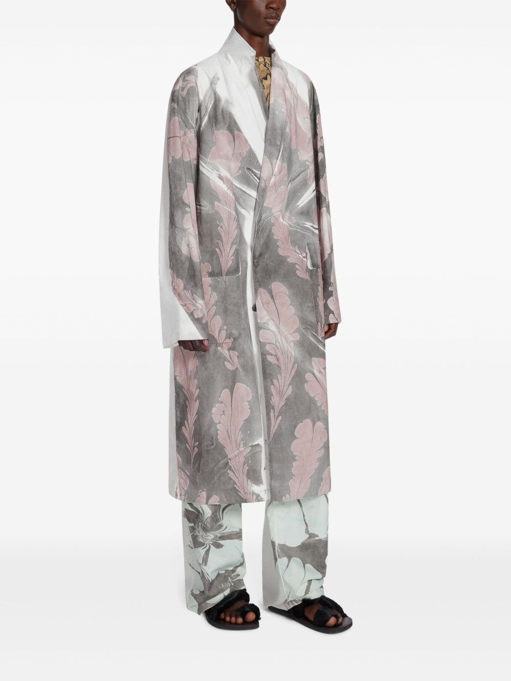 printed double-breasted coat - 3