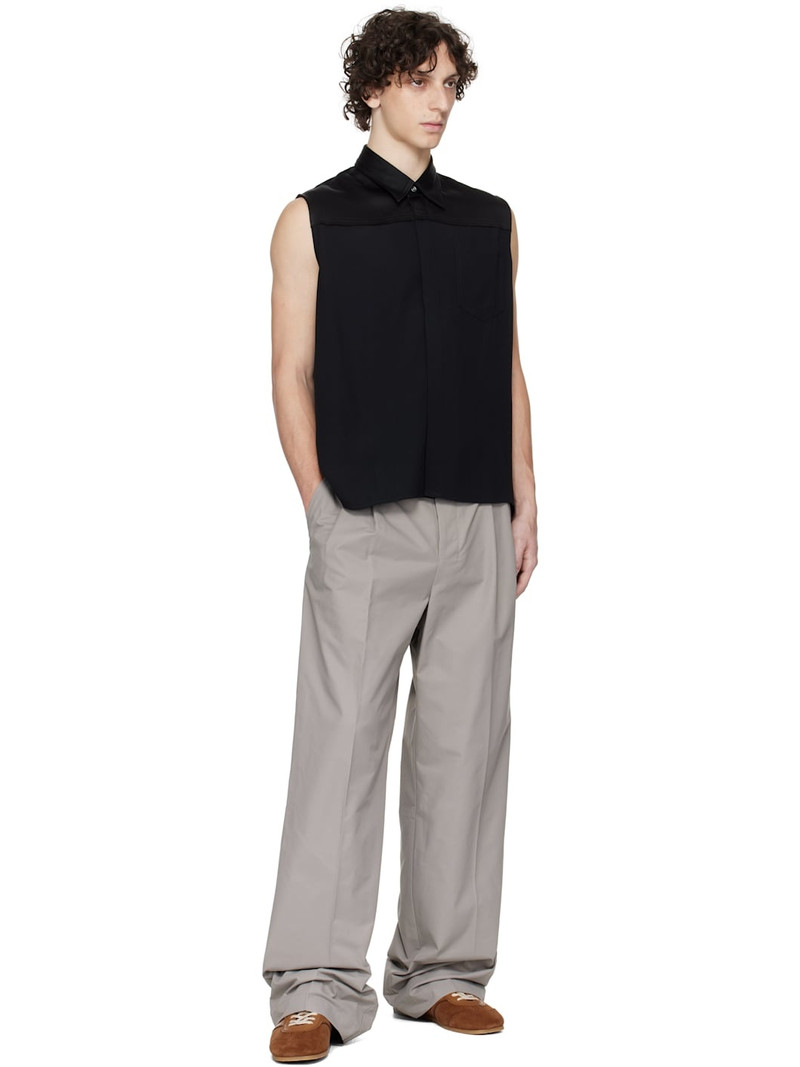 AMI Paris Black Contrasted Sleeveless Shirt outlook