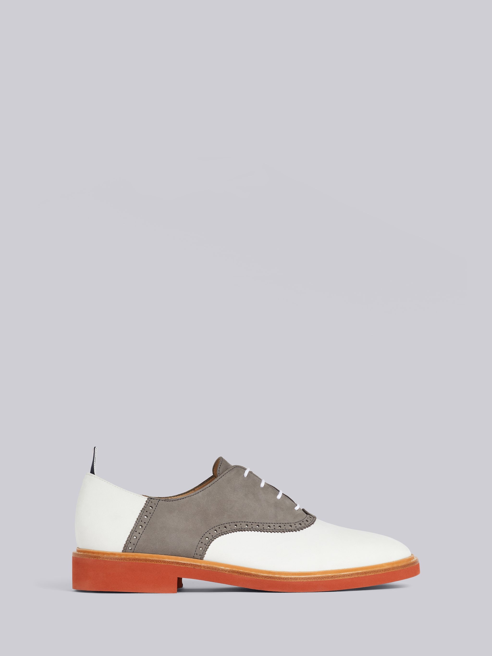 Medium Grey Leather and Suede Micro Sole Saddle Shoe - 1