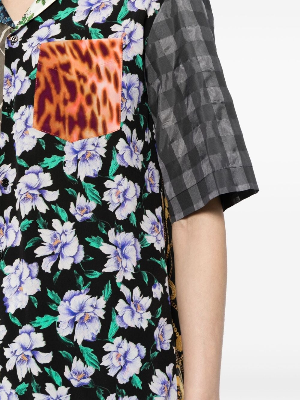 Regenerated colour-block silk shirt - 6