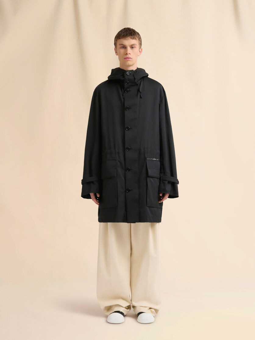 BLACK WATER-REPELLENT TAFFETA PARKA - 2
