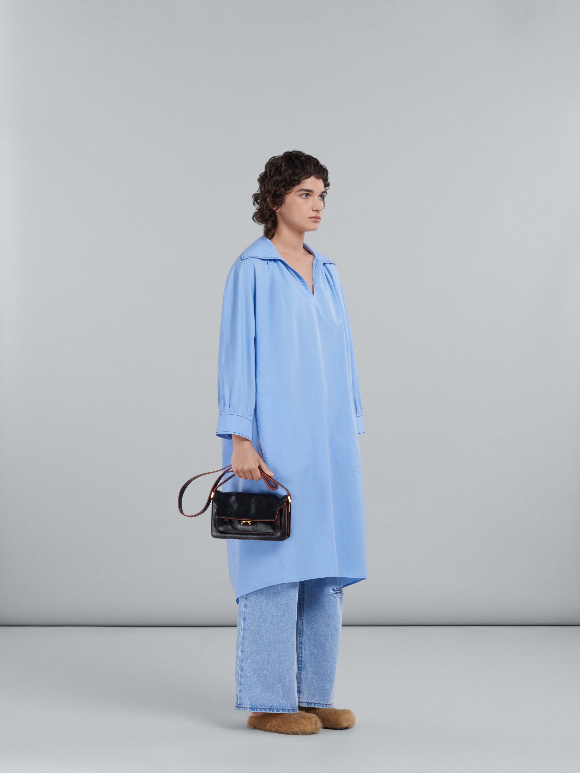 LIGHT BLUE BIO COTTON DRESS WITH EMBROIDERED LOGO - 6