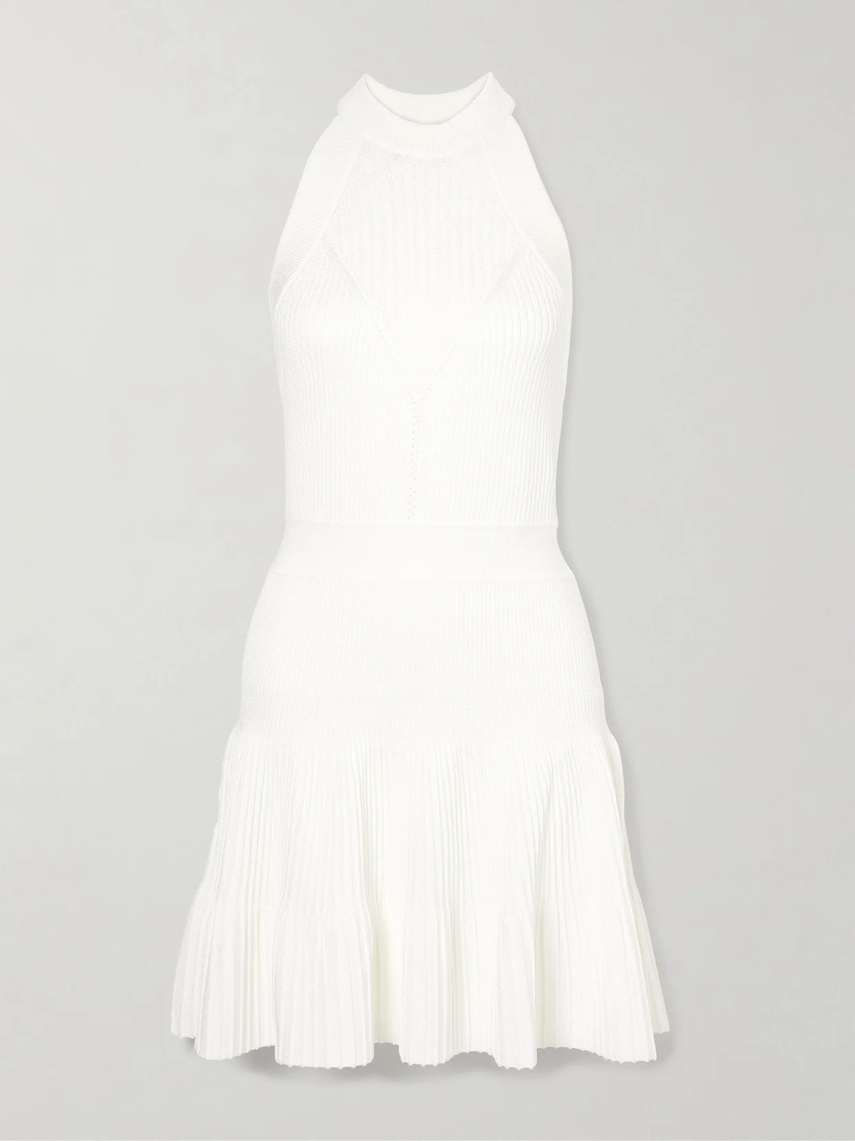 Ribbed Pointelle-knit Mini Dress - 1