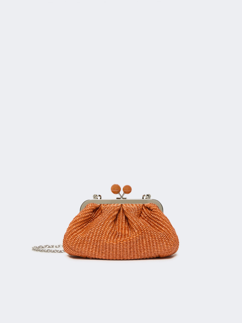 PALMAS Small raffia-effect Pasticcino Bag - SALMON 1