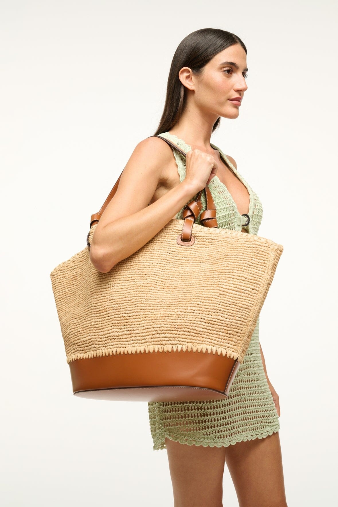 STAUD SQUILLO RAFFIA TOTE NATURAL TAN - 4