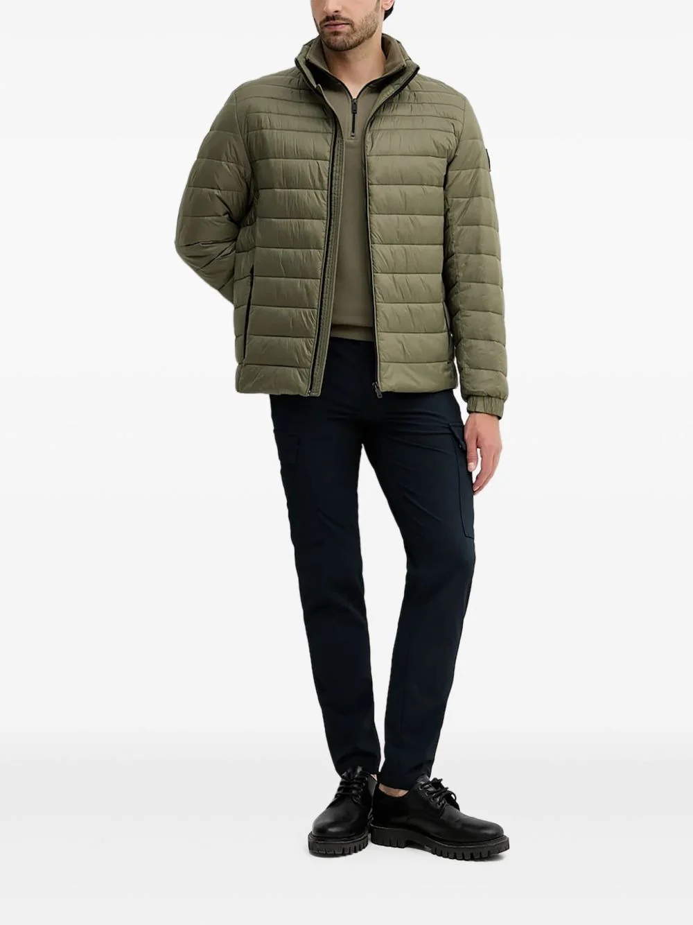 quilted logo-plaque jacket - 1