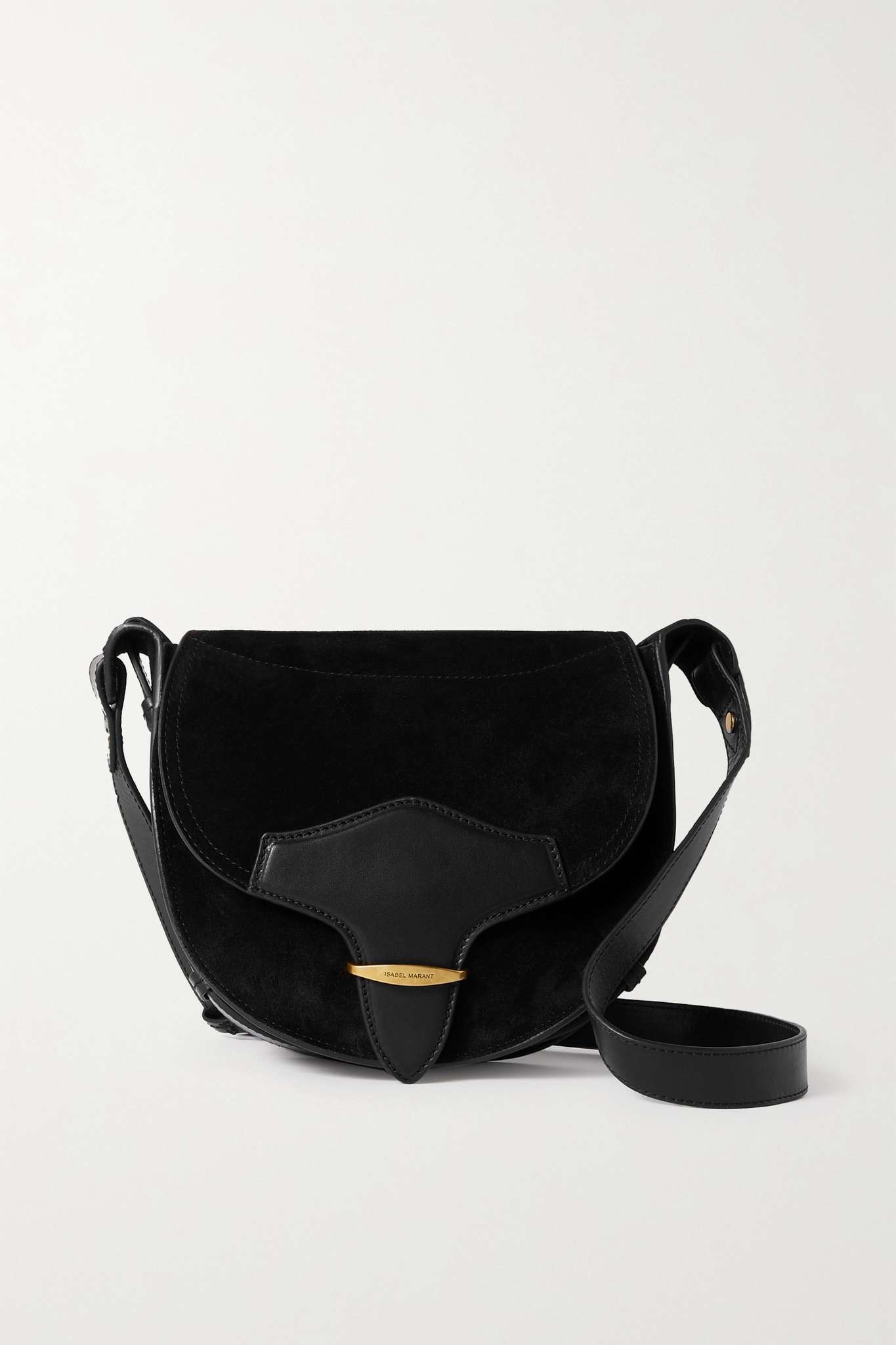 Botsy leather-trimmed suede shoulder bag - 1