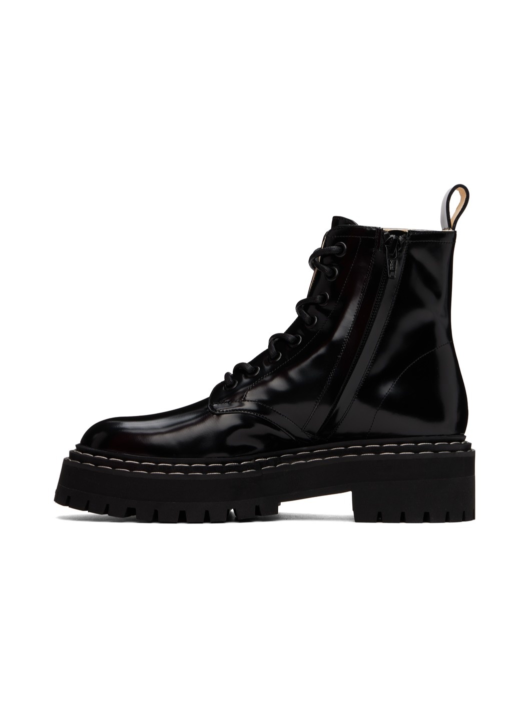 Black Lug Sole Lace Up Boots - 3