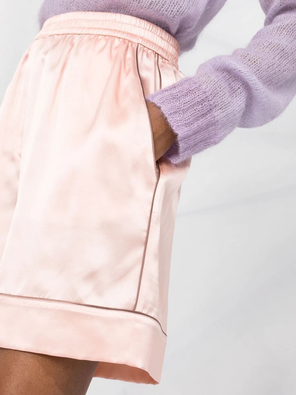 contrast-detail silk shorts - 3