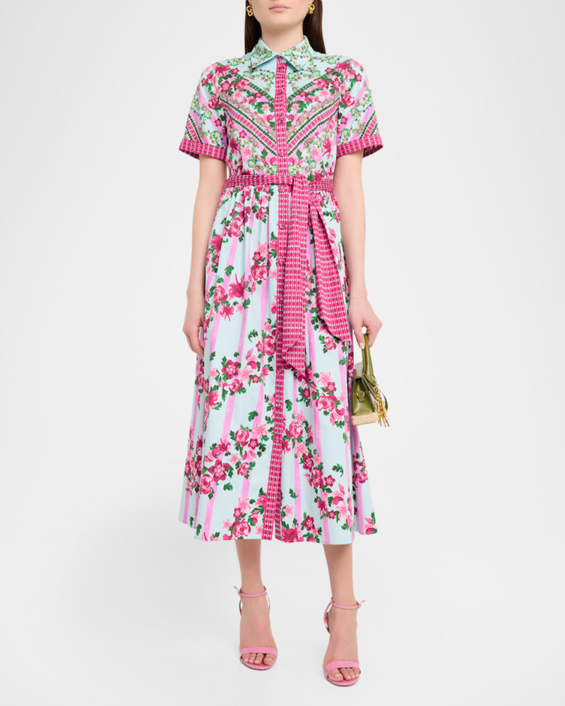 SALONI Vivienne Printed Short-Sleeve Shirtdress outlook
