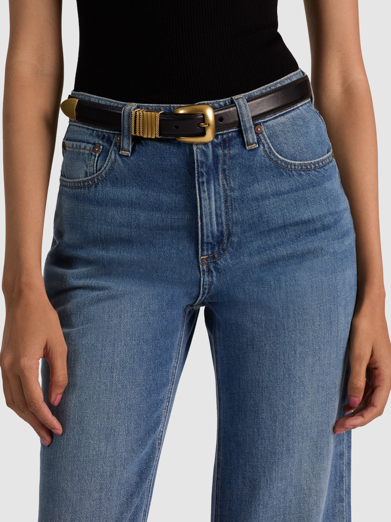 HAYDEN GILDED BELT - DARK CHOCOLATE/GOLD 1