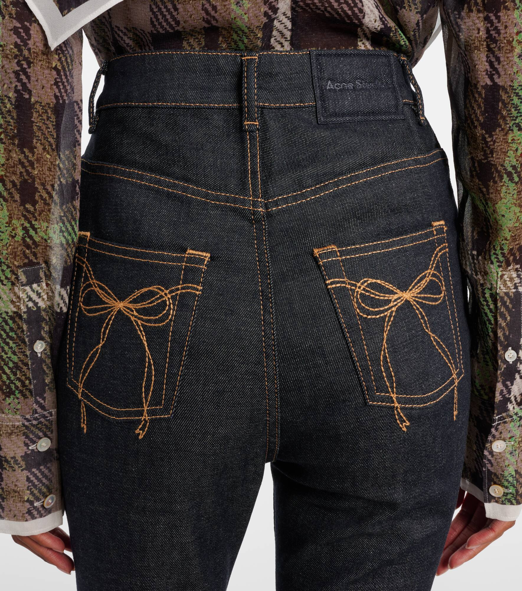 High-rise cotton-blend flared pants - 6
