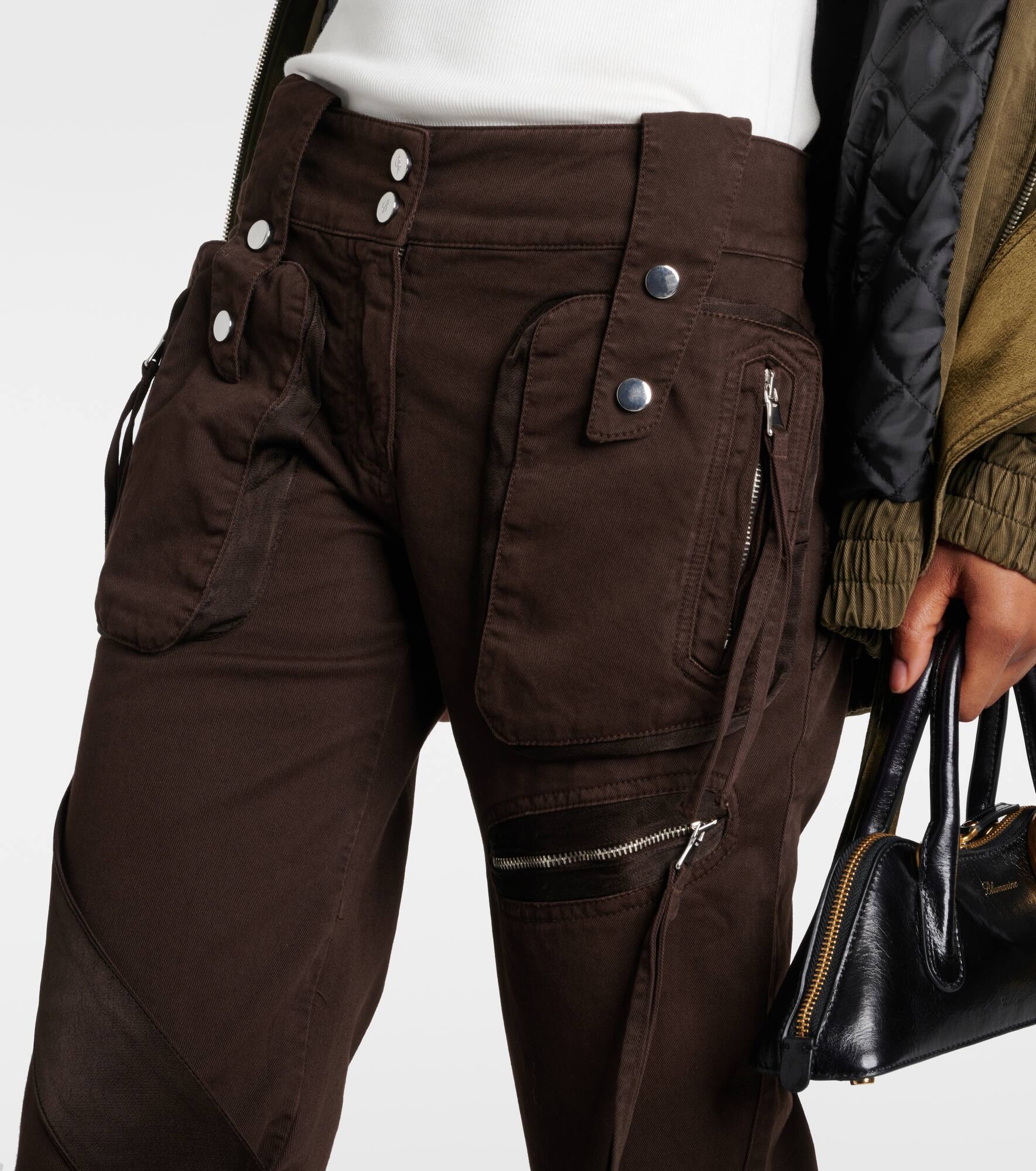 Low-rise denim cargo pants - 4