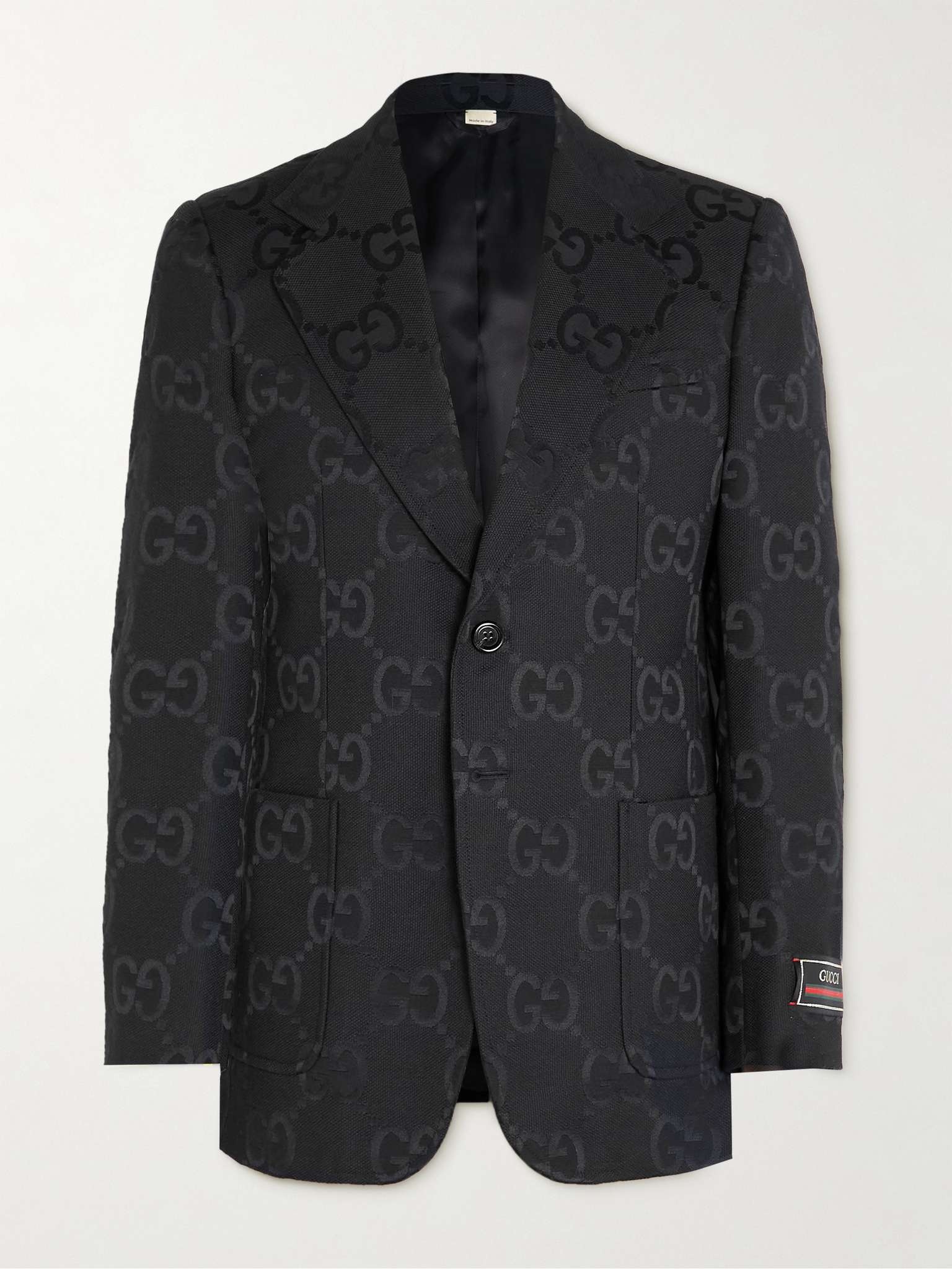 Oversized Logo-Jacquard Cotton-Blend Canvas Blazer - 1