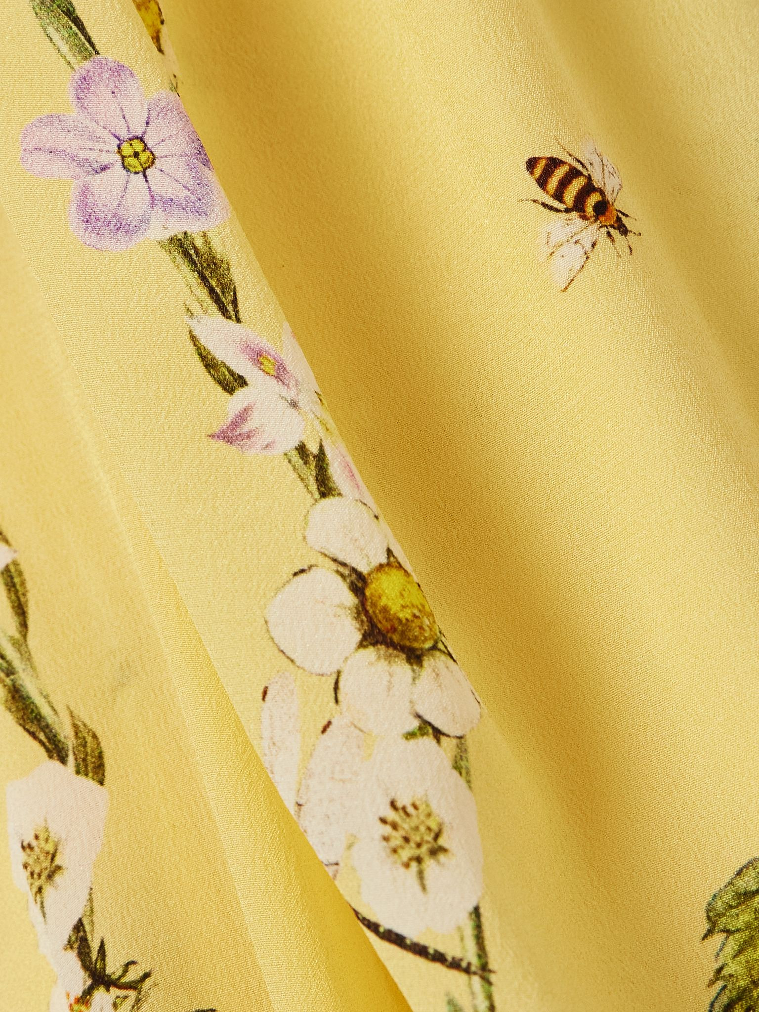 Crystal-embellished printed silk crepe de chine mini dress Yellow - 4