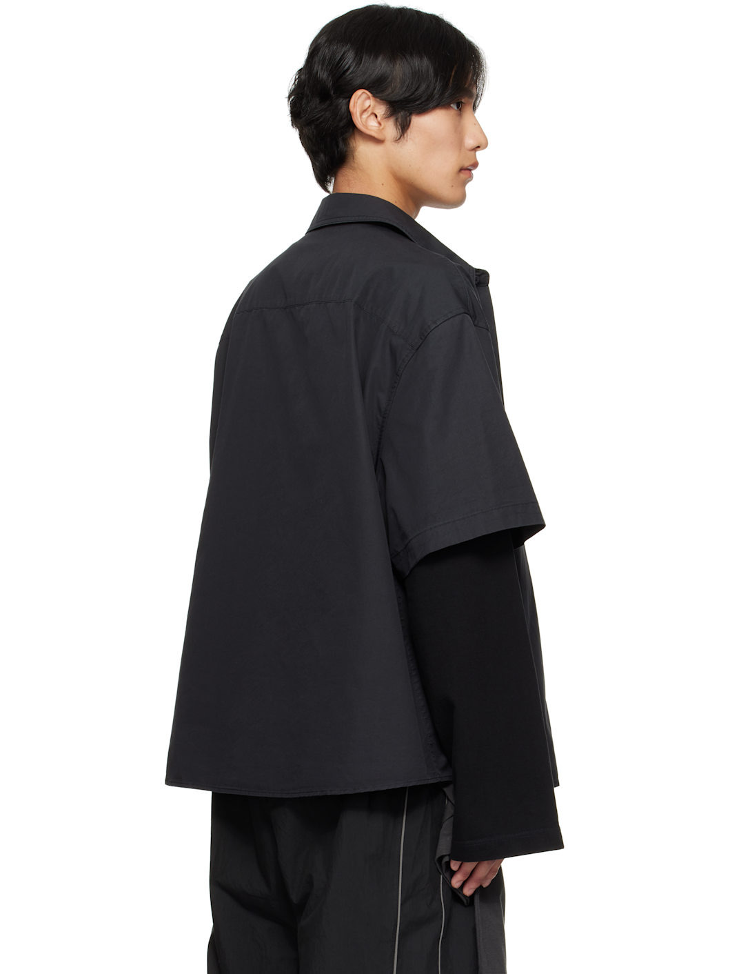 Gray & Black Logo Long-Sleeved Layered Shirt - 3