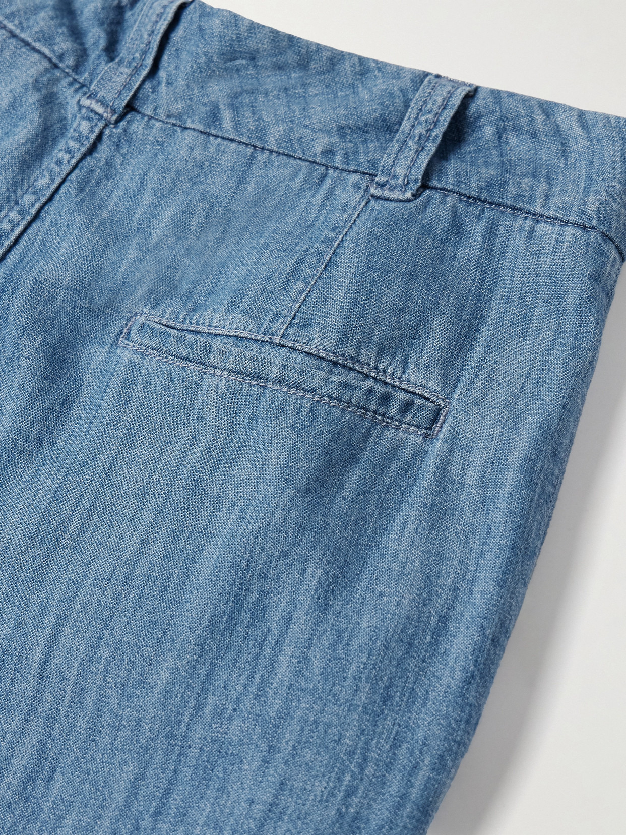 Pleated Organic Cotton-chambray Wide-leg Pants - 6