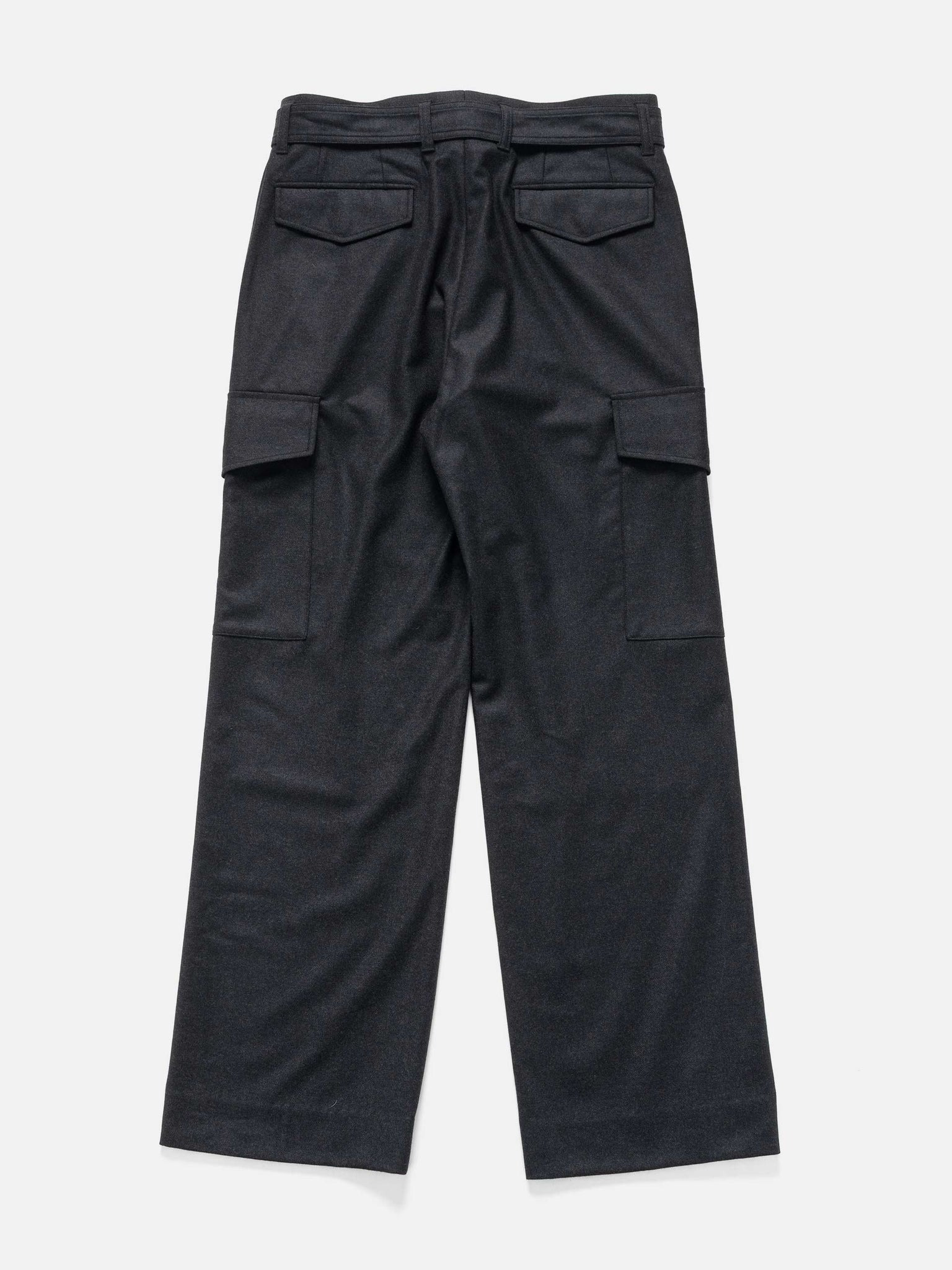 Wool Fulling Flannel Cargo Slacks Top Charcoal - 5