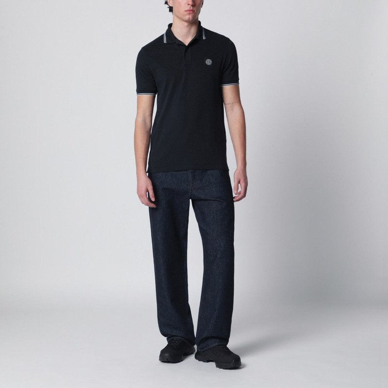 Stone Island Blue polo shirt with Compass patch outlook