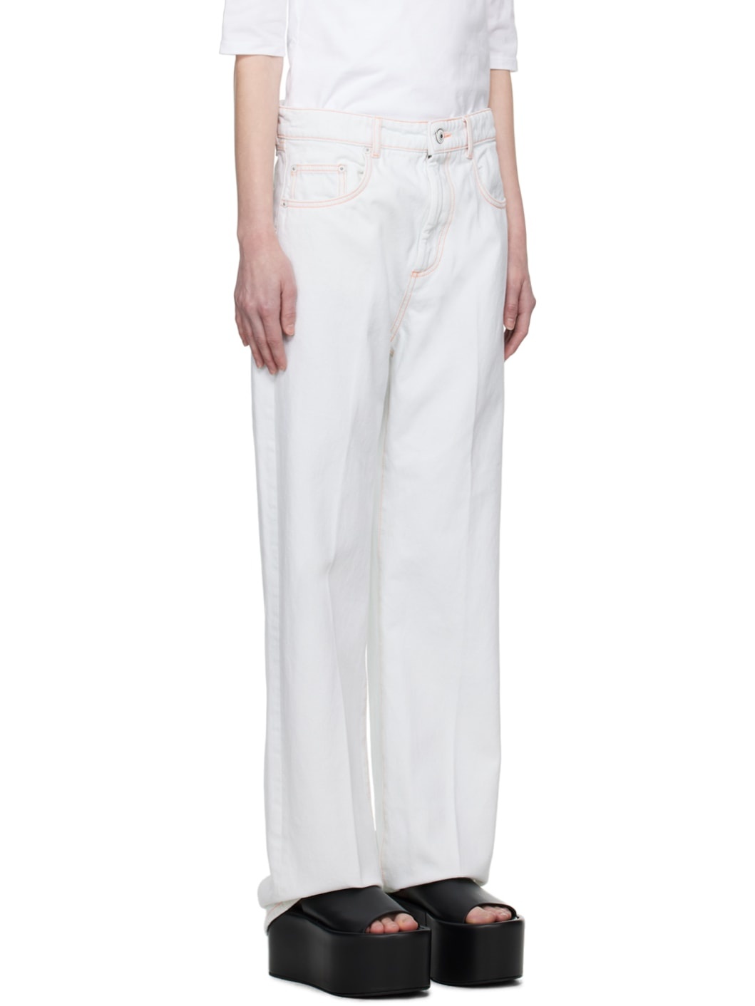 White Low-Rise Jeans - 2