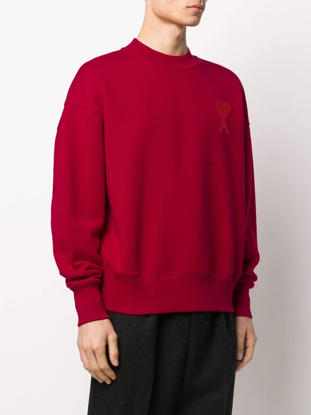 Boxy fit sweatshirt with Ami de Coeur chain stitch embroidery - 3