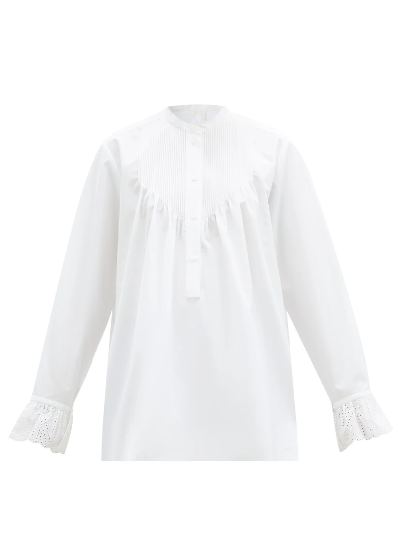 Pintucked cotton blouse - 1