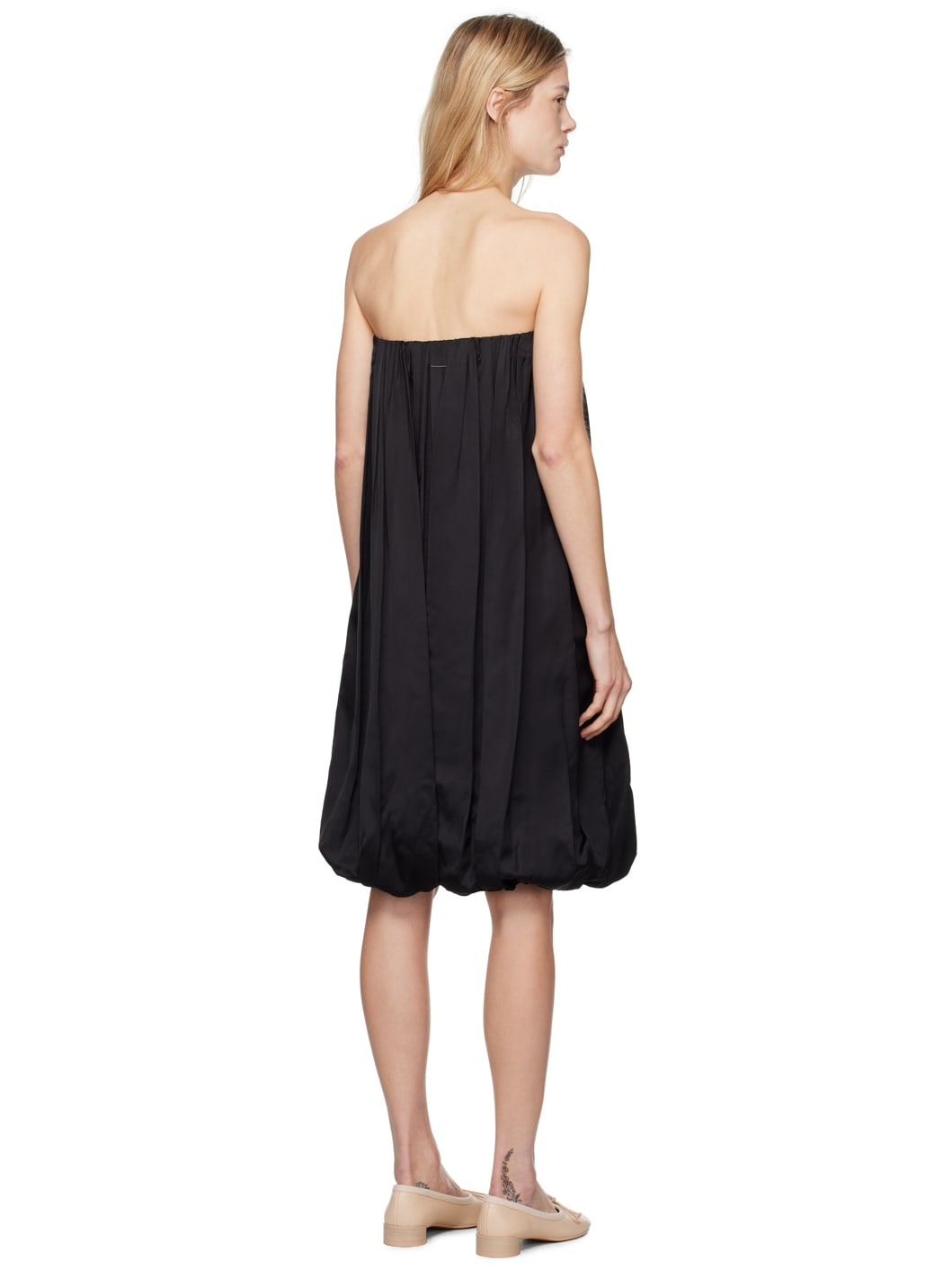 Black Gathered Minidress - 3